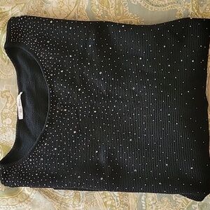 VILA MILANO Sparkle Studded Ribbed Knit Sweater